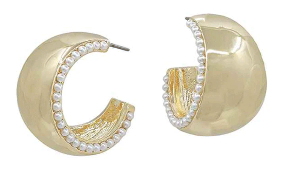 Bold Hoop Earrings Pearl Details