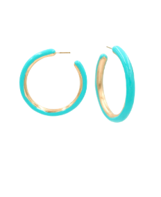 Enamel Hoop Earrings - Turquoise