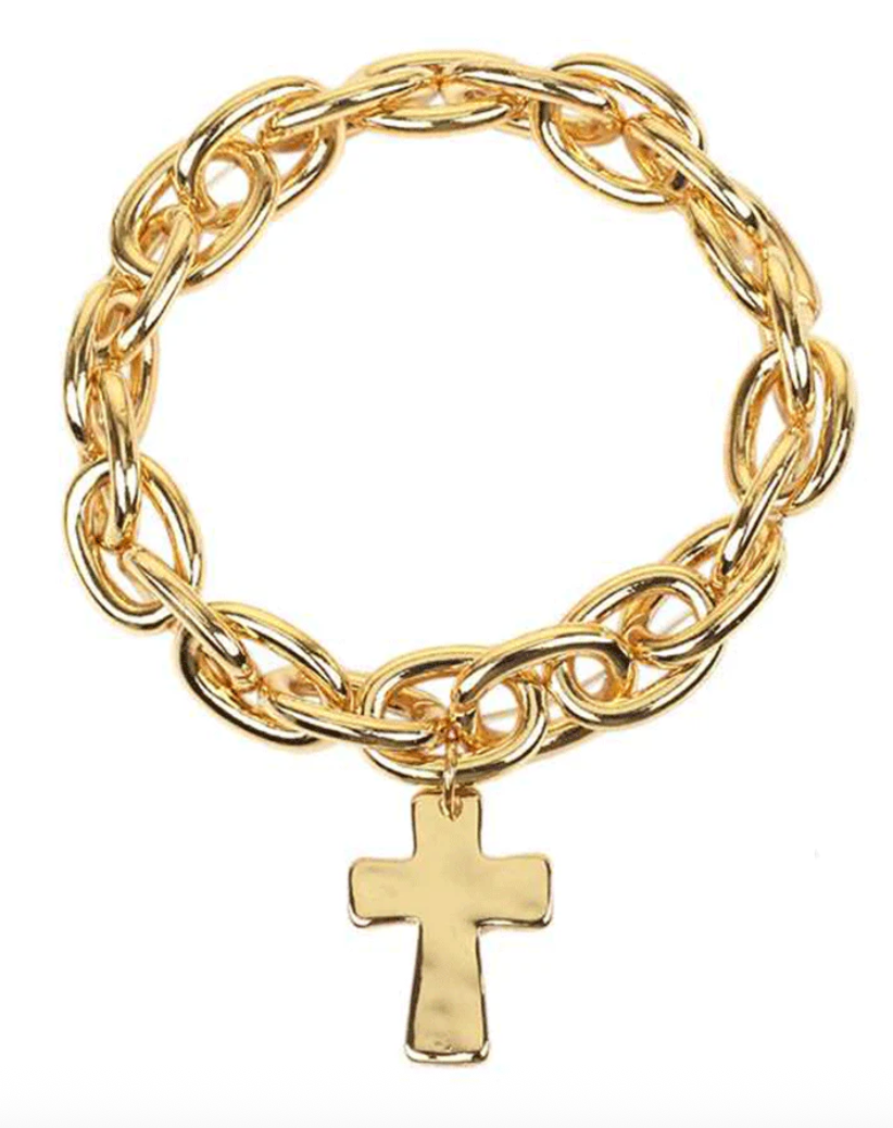 Chunky Link Bracelet Cross Charm