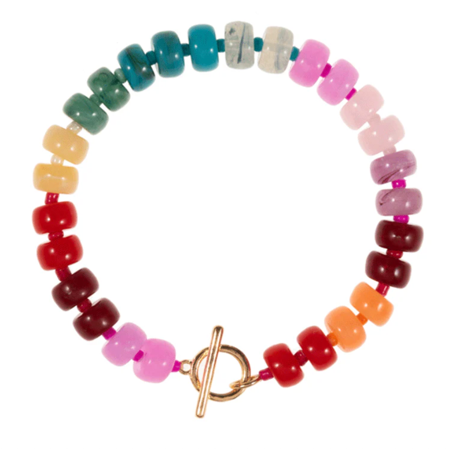 Mixed Colored Beaded Bracelet - Dark