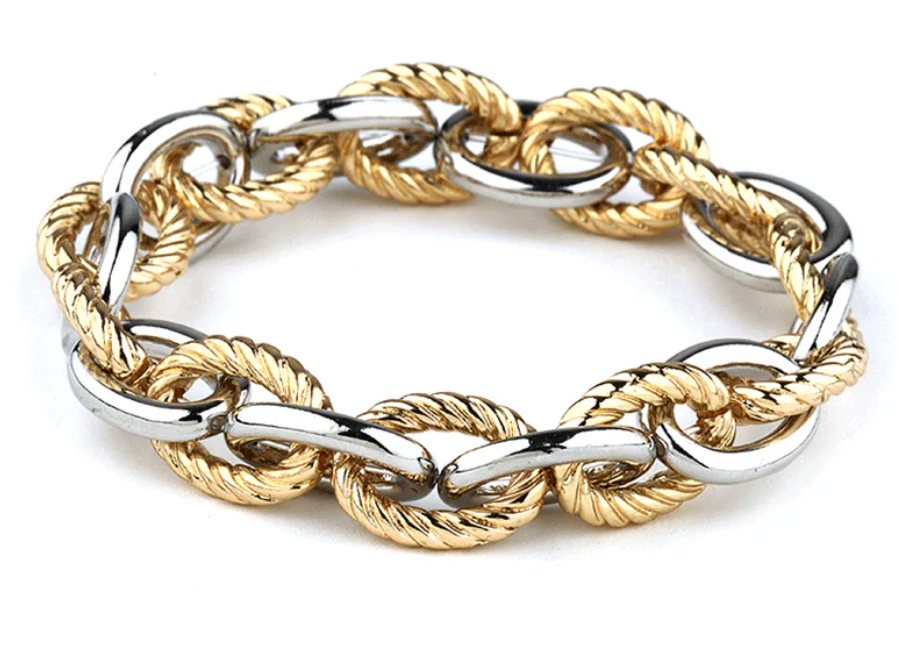 Metal Link Bracelet - Two Tone