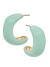 Enamel Hoop Earrings - Mint