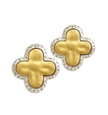 Clover Stud Earrings - Two Tone