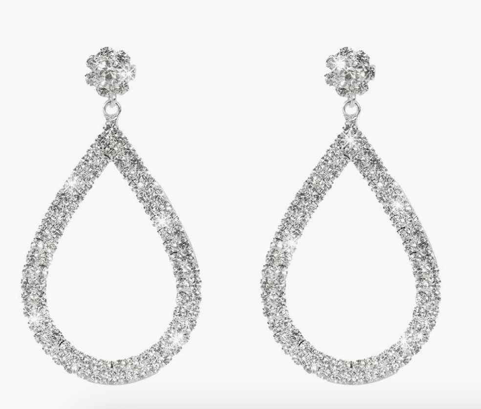Large Tear Drop Rhinestone Earrings