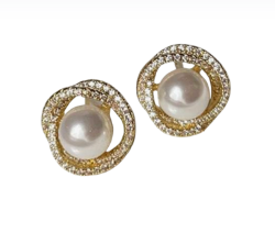 Pearl & Rhinestone Stud Earrings