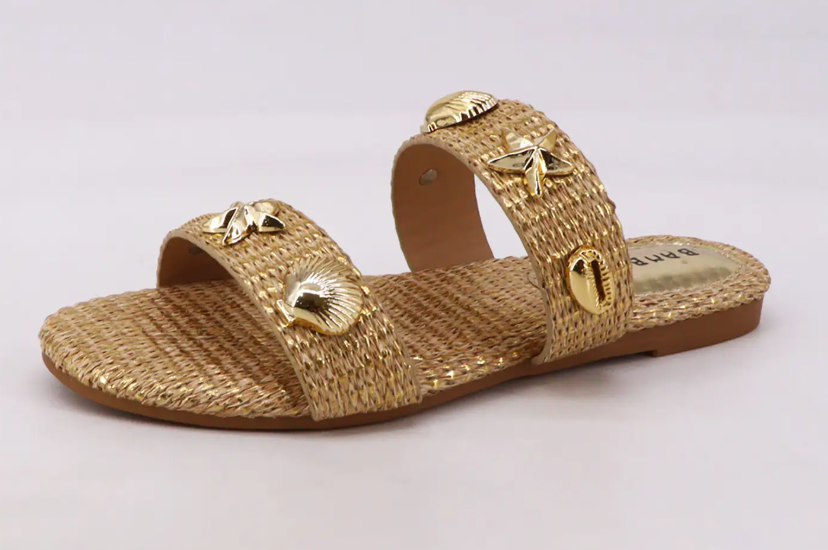 Betsi - Gold Sea Shell Sandals