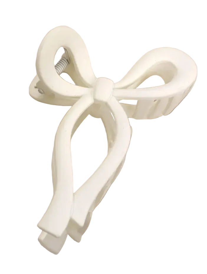 Bow Hair Claw Clip - White