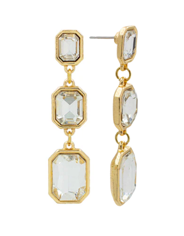 Rectangular 3 Tier Drop Earrings