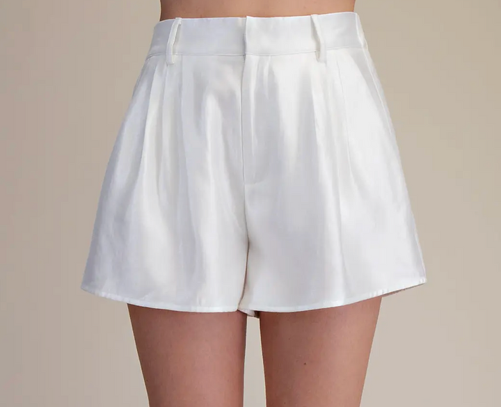 Millie - Mock Neck Bubble Top Short Set (White)
