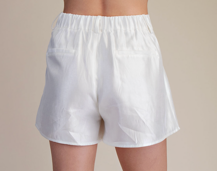 Millie - Mock Neck Bubble Top Short Set (White)