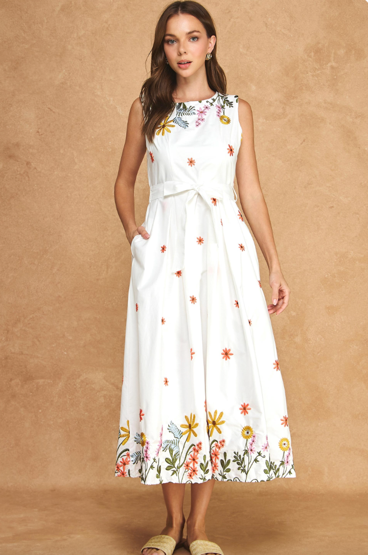 knee length dresses for ladies Vanessa Floral- Midi Shirt Dress with Belt (New! 3 colors) main image 0