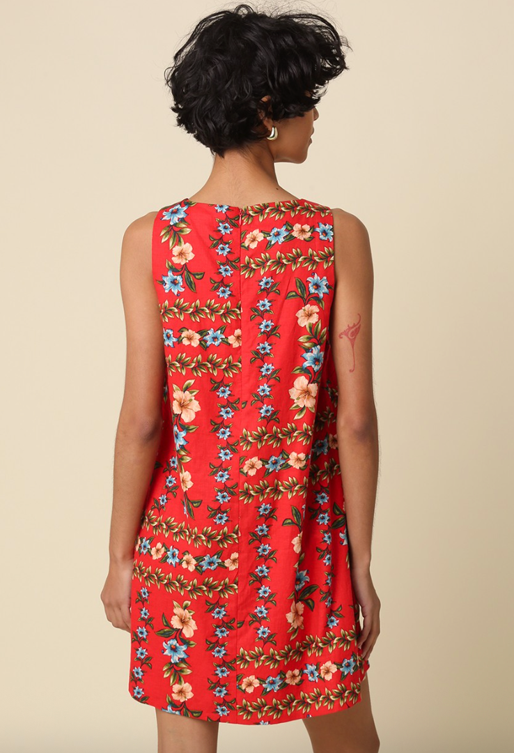 Karter - Red Floral Sleeveless Mini Dress