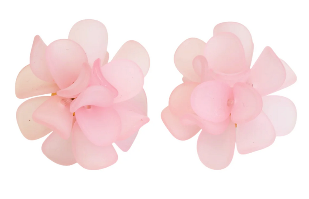 Winton & Waits - Frosted Flower Stud Earrings (Pink)