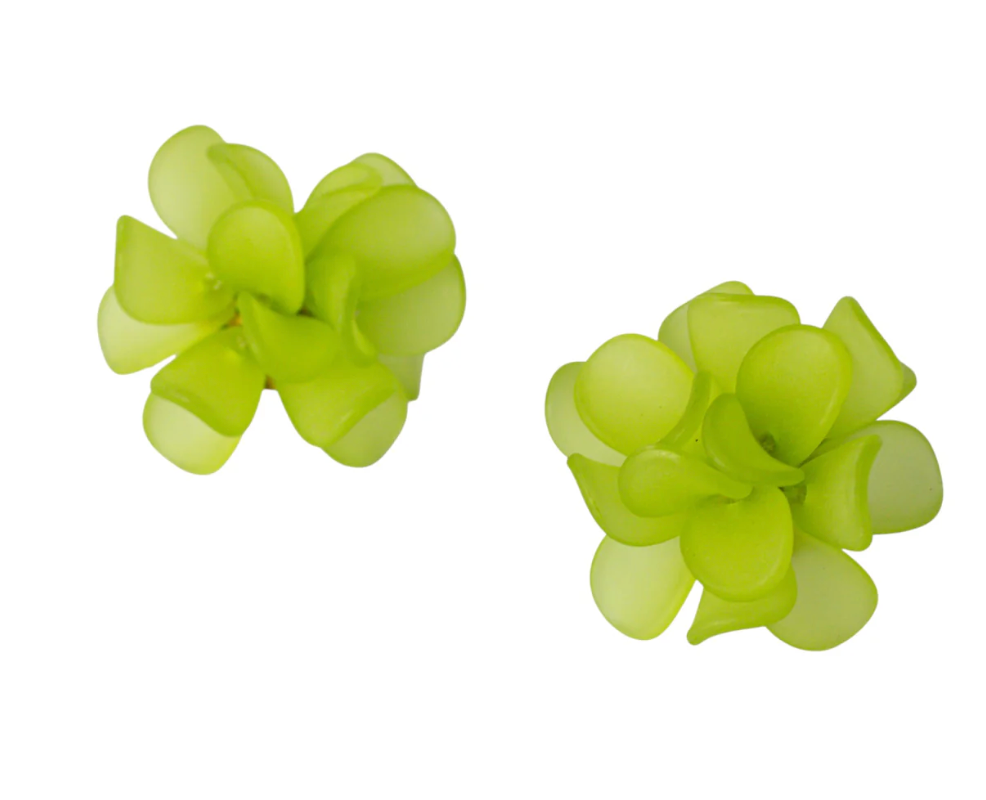 Winton & Waits - Frosted Flower Stud Earrings (Lime)