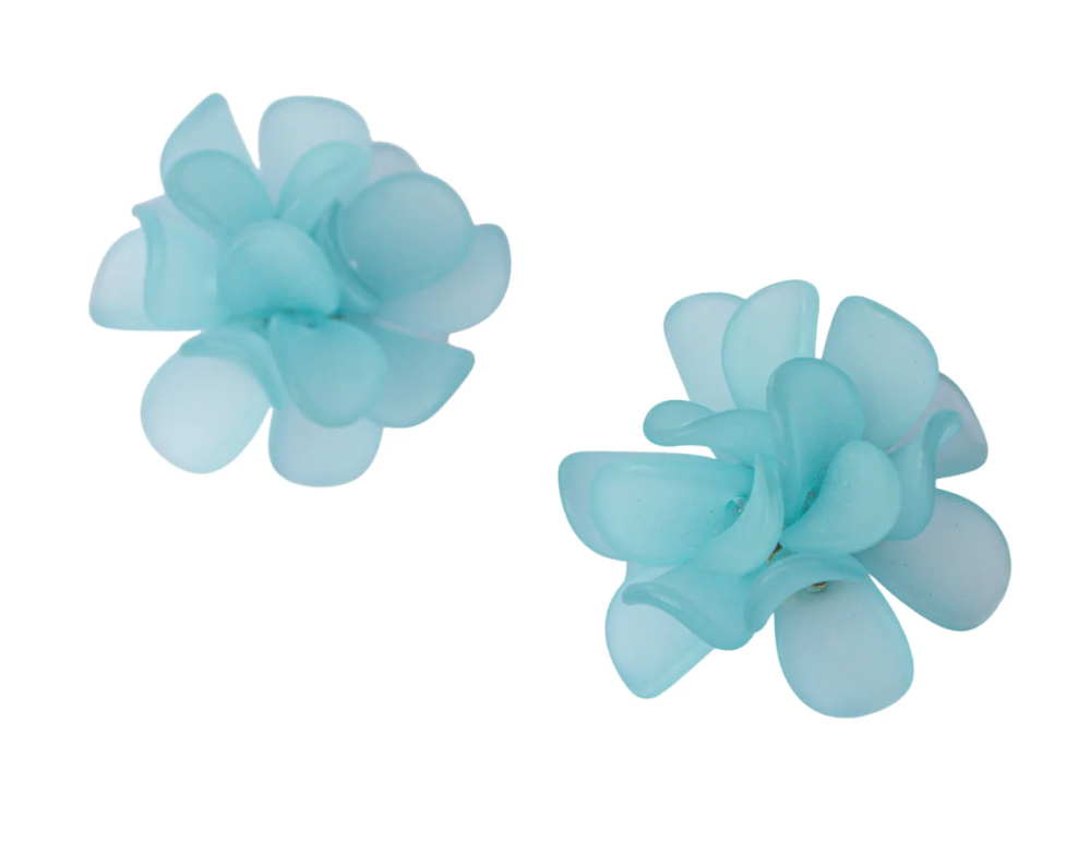Winton & Waits - Frosted Flower Stud Earrings (Aqua)