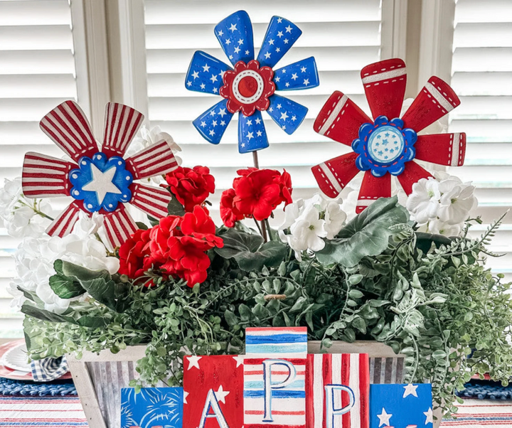 The Round Top Collection - Ribbon Flower (Blue Stars)