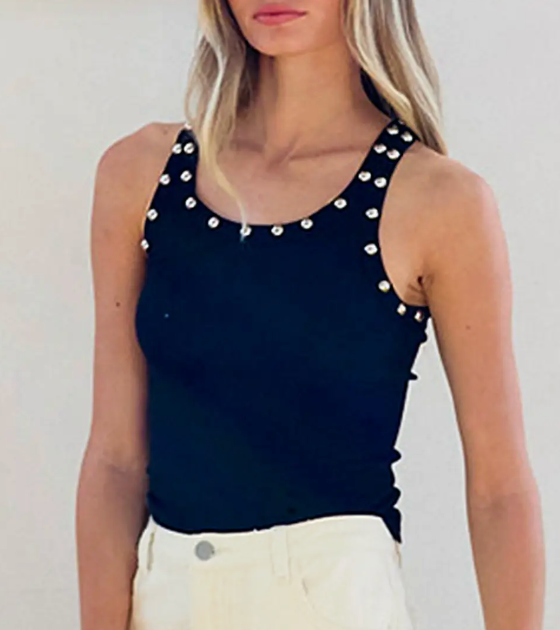 Roxy - Stud Detail Tank Top (Black)