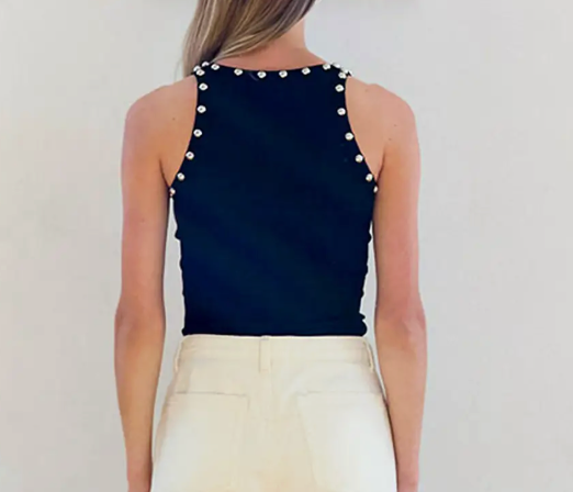 Roxy - Stud Detail Tank Top (Black)