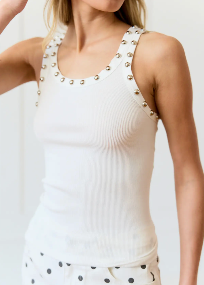 Roxy - Stud Detail Tank Top (White)
