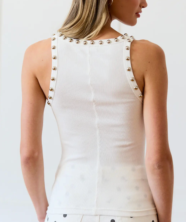 Roxy - Stud Detail Tank Top (White)