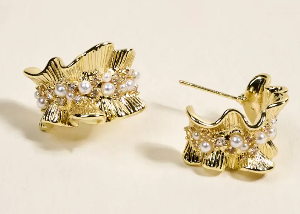 Gold Ruffle Standout Earrings