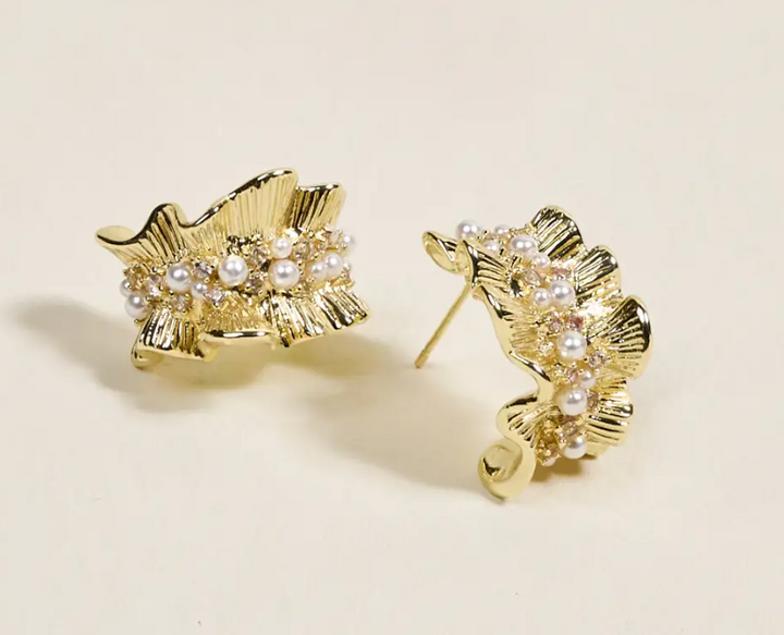 Gold Ruffle Standout Earrings