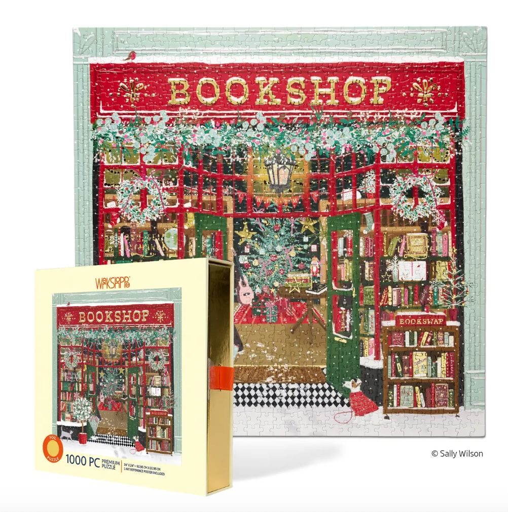 Festive Bookshop 1000 Piece Gold Foil Christmas Puzzle