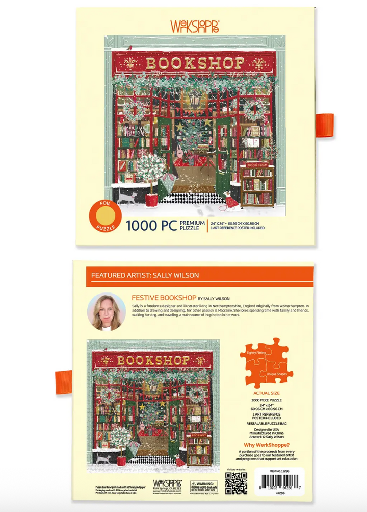 Festive Bookshop 1000 Piece Gold Foil Christmas Puzzle