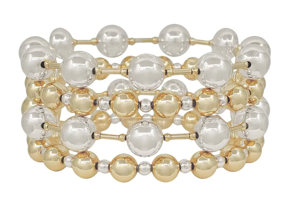 Maci - Two Tone Beaded Stretch Bracelet Set