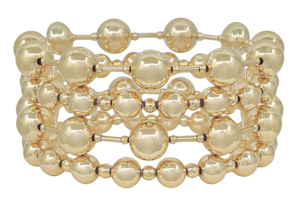 Maci - Gold Beaded Stretch Bracelet Set