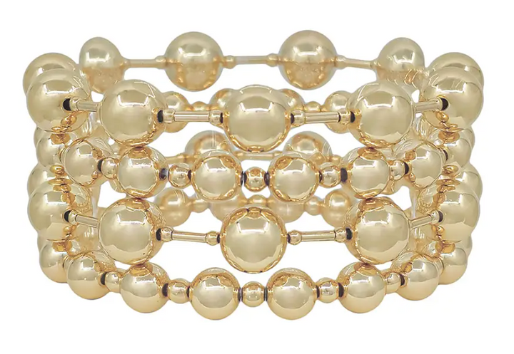 Maci - Gold Beaded Stretch Bracelet Set