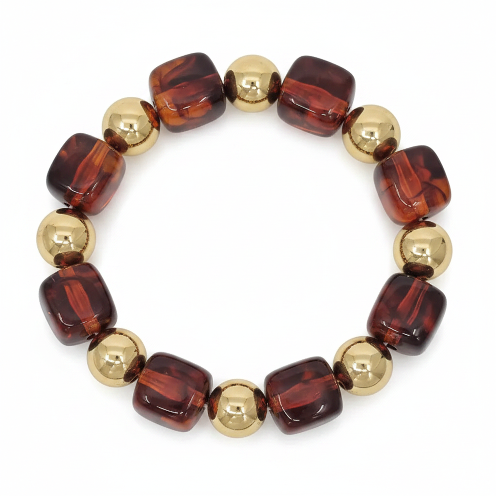 Nicole - Water Resistant Beaded Bracelet (Tortoise)