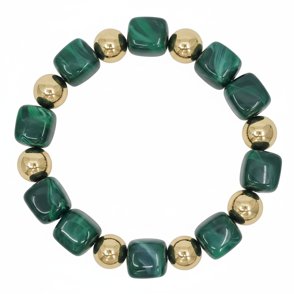 Nicole - Water Resistant Beaded Bracelet (Emerald)