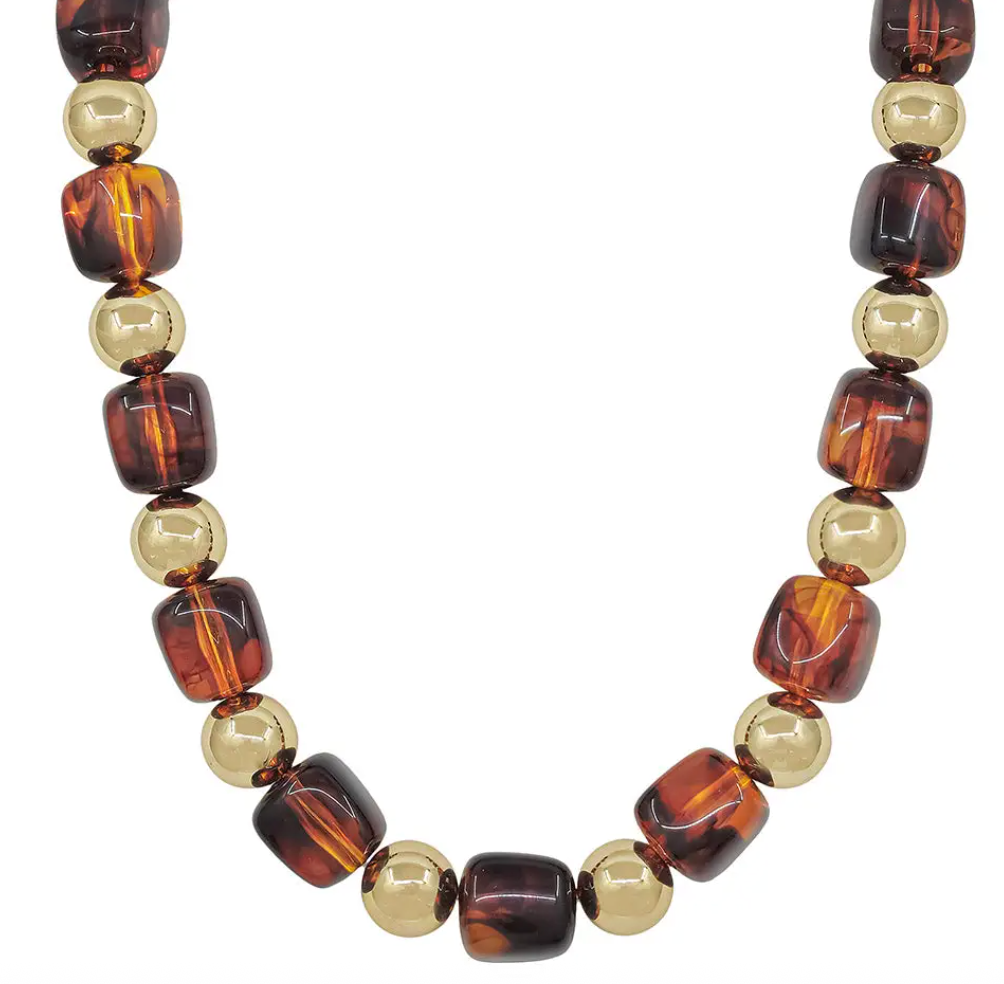Brandi - Beaded Necklace (Tortoise)