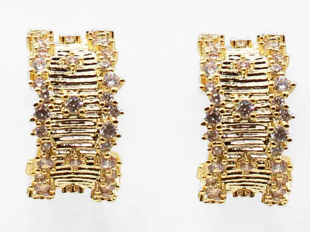 Reese - Gold Rhinestone Hoop Earrings