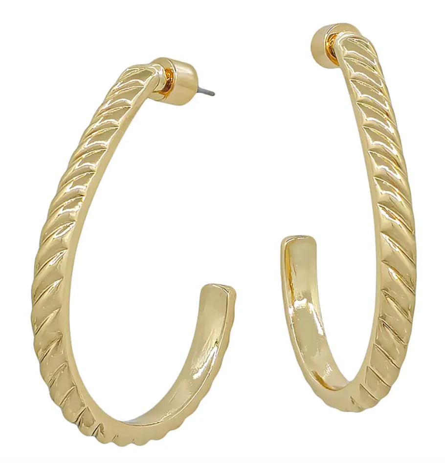 Terri - Rope Textured Teardrop Earrings 2"