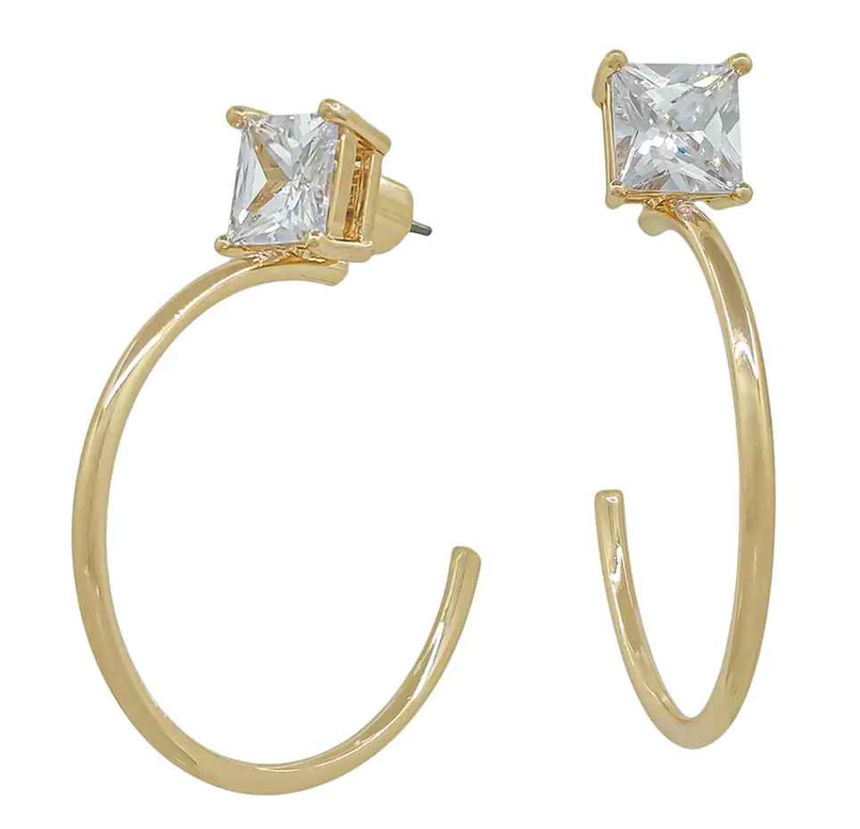 Kara - Square Stud Gold Hoops