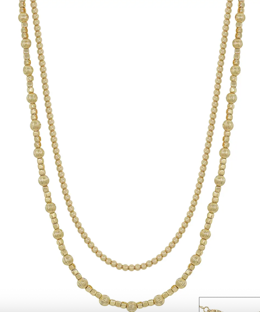 Rhonda- Double Layered Beaded Necklace (Gold)