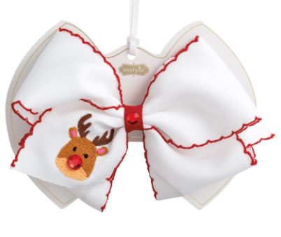 Reindeer Embroidered Hair Bow