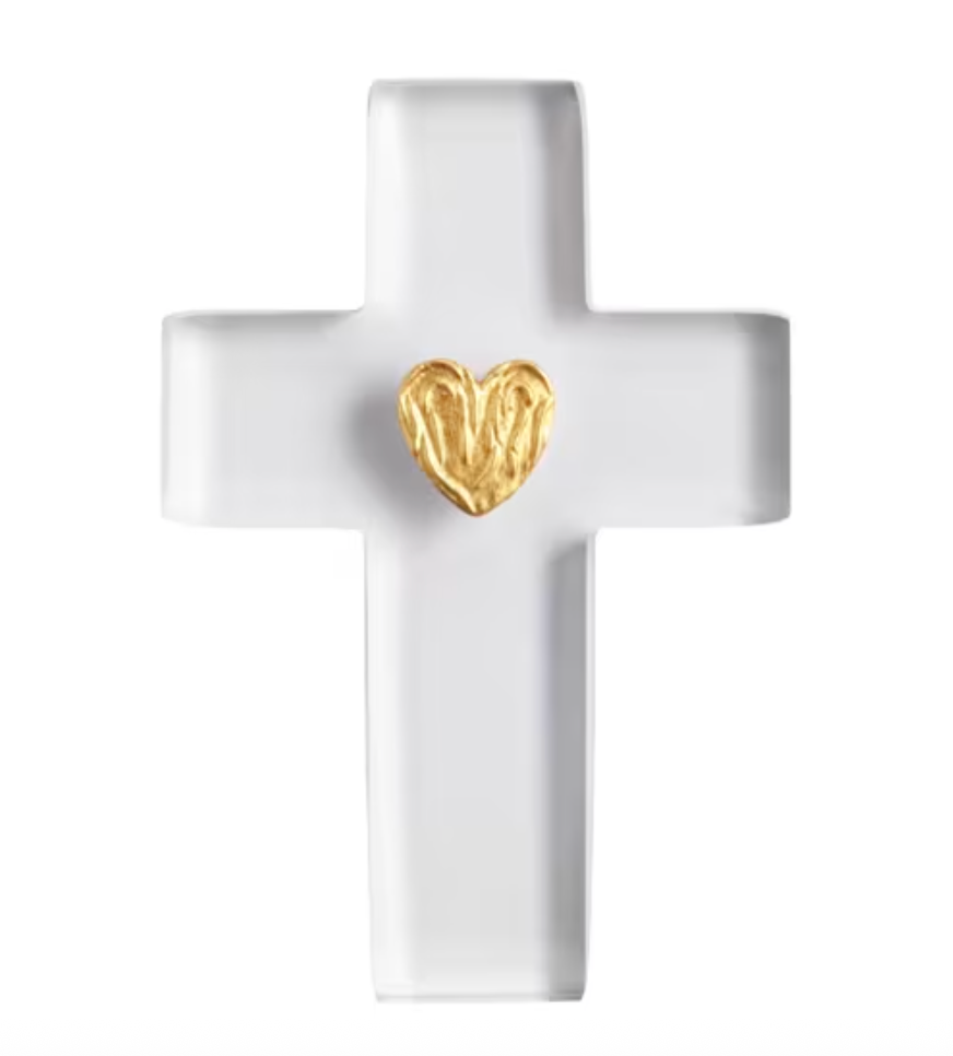 Clear Cross Resin Gold Heart