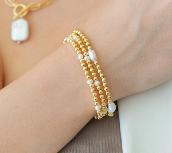 Splendid Iris - 4mm Stretch Medium Pearl Bracelet