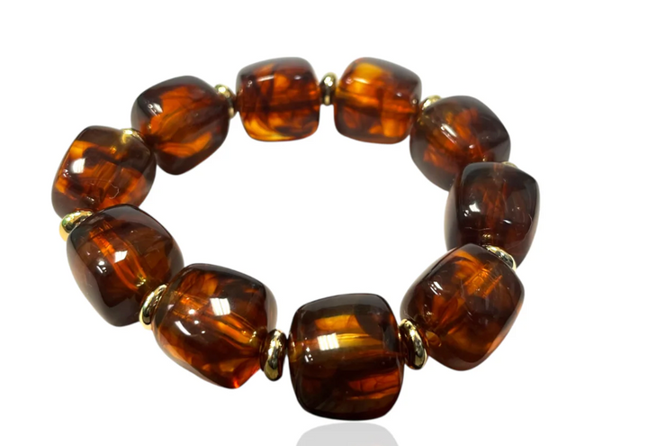 Viviana - Chunky Beaded Bracelet (Tortoise)
