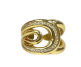 Isabella - Rhinestone Cross Over Ring