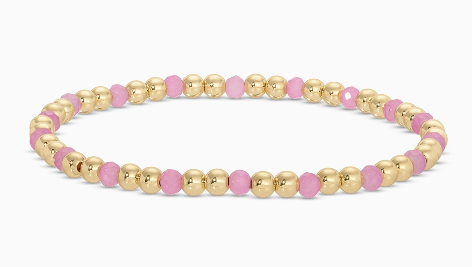 Splendid Iris - 4mm Beaded Bracelet (Pink)