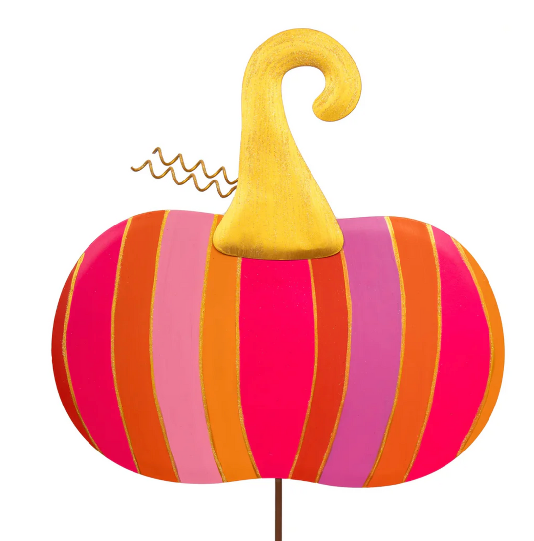 Round Top Collection - Bright Striped Pumpkin