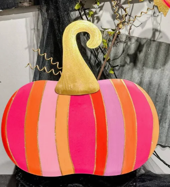 Round Top Collection - Bright Striped Pumpkin