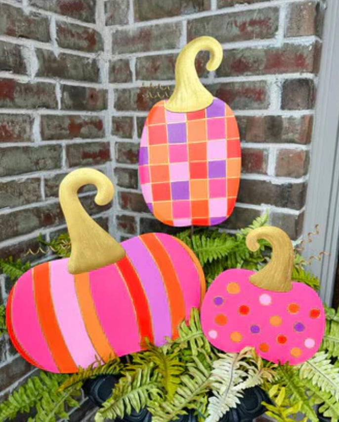 Round Top Collection - Bright Striped Pumpkin