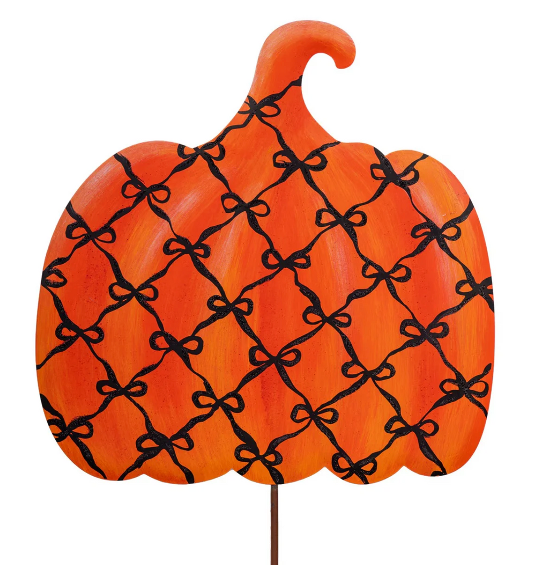 Round Top Collection - Orange Pumpkin with Black Bows