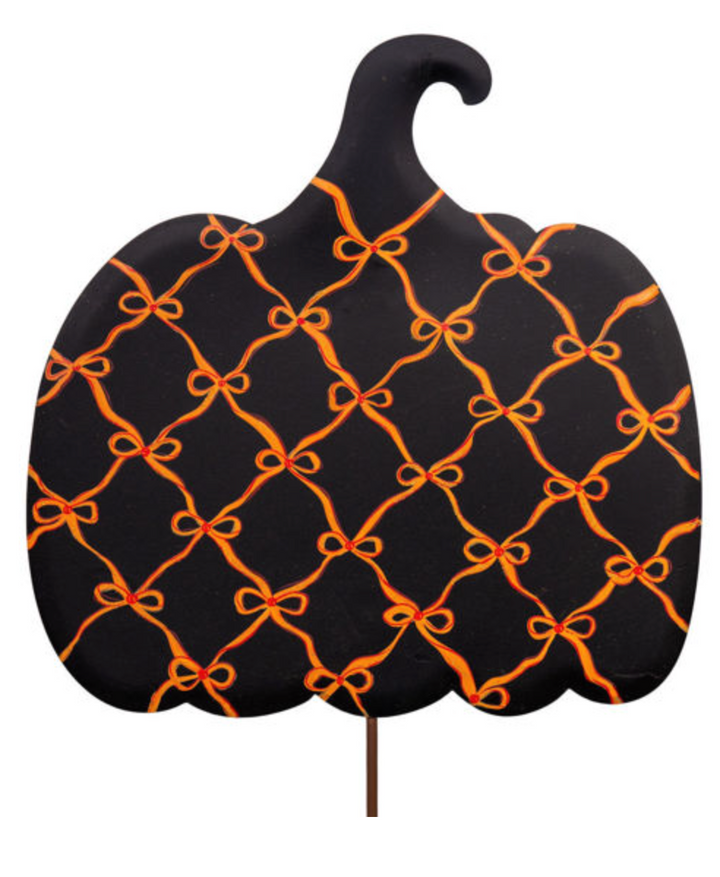 Round Top Collection - Black Pumpkin with Orange Bows