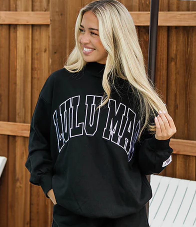 LULU MAC - Stitch Mockneck Terry Cloth Sweatshirt (Black)
